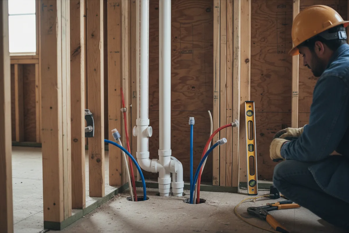 Drain and supply rough-in during Sump Pump Repair in Vida
